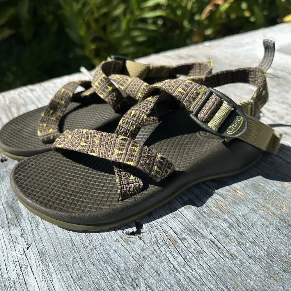 Chaco Z/1 Ecotread Sport Sandals Kids Size 2 Olive Green Multi Strappy Hiking